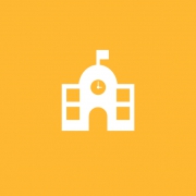 A school building logo